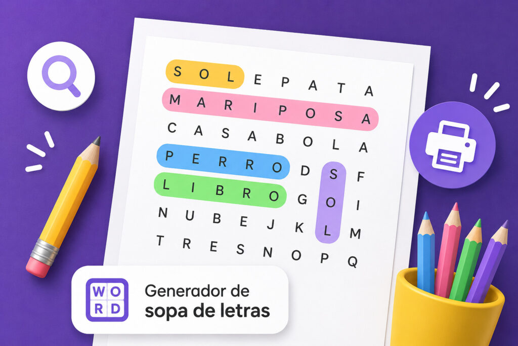 Generador de sopa de letras online para imprimir y descargar